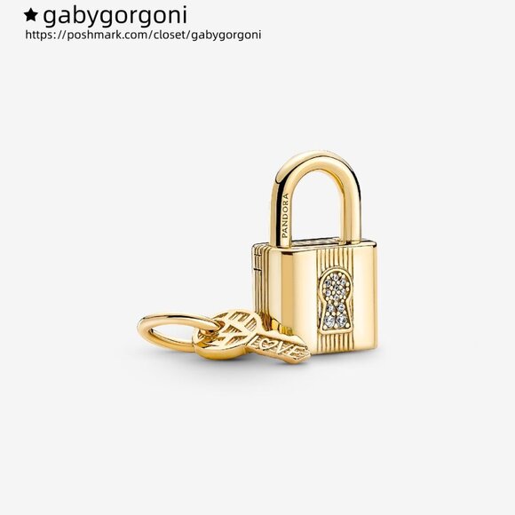 Pandora Padlock & Key Dangle Charm - Picture 1 of 7